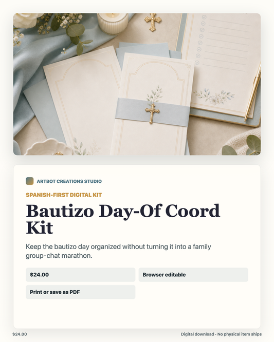 Bautizo Day-Of Coord Kit / Kit del Día del Bautizo