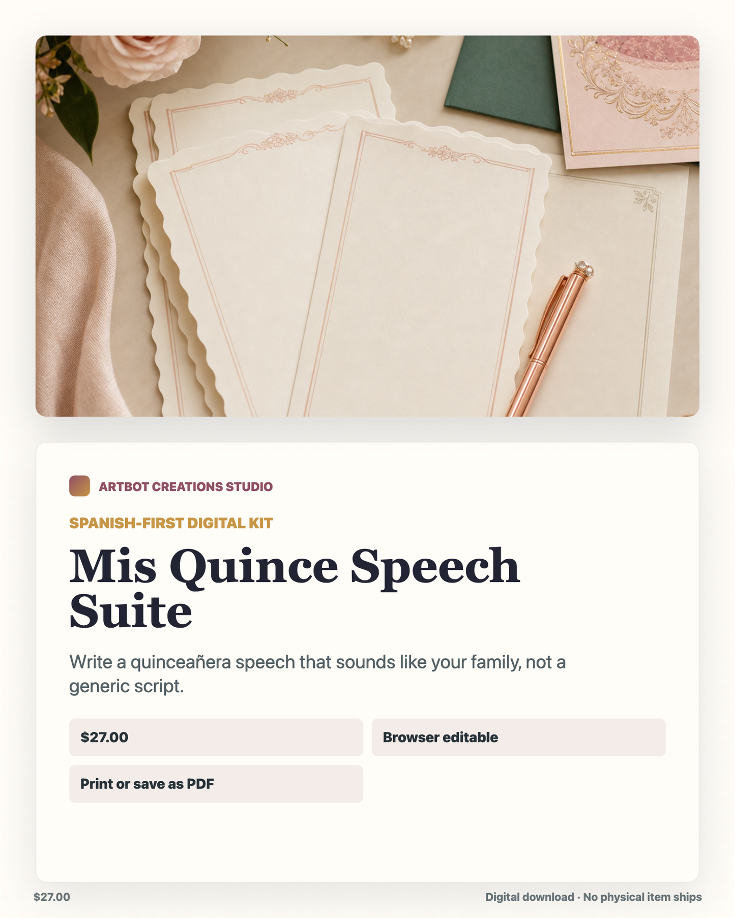Mis Quince Speech Suite / Discursos y Brindis ES/EN