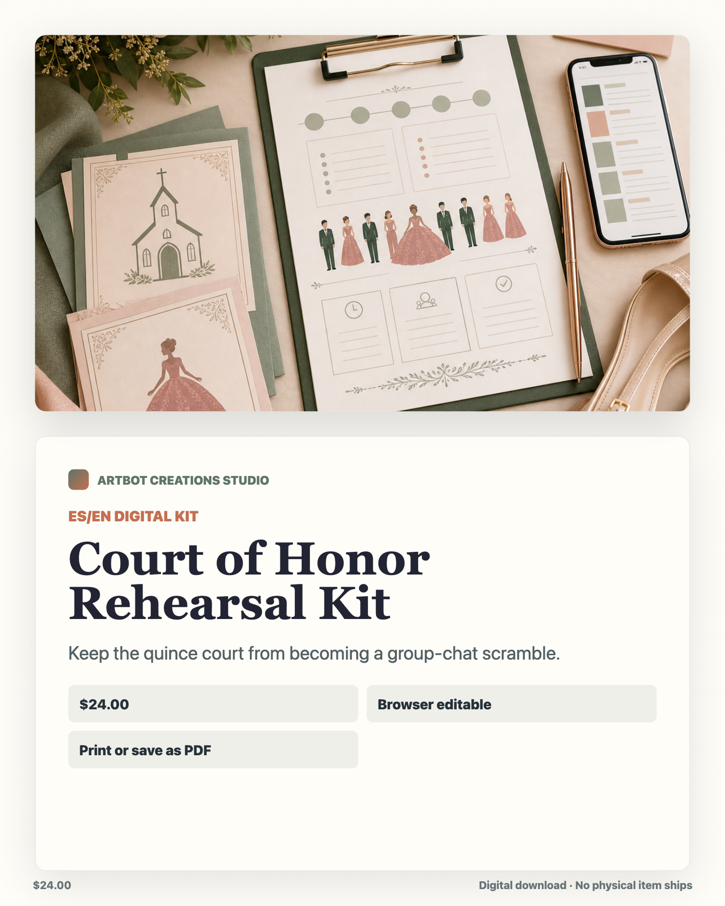 Mis Quince Court of Honor Rehearsal Kit / Kit de Ensayo para la Corte