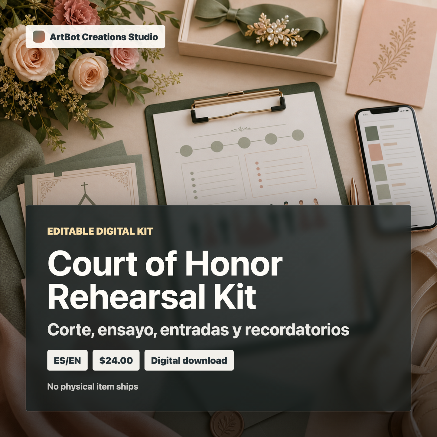 Mis Quince Court of Honor Rehearsal Kit / Kit de Ensayo para la Corte